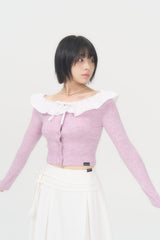 FRILL CROP CARDIGAN (LAVENDER)