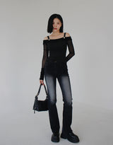 ブーツカットパンツ / no.2320 Black White Bootcut Pants