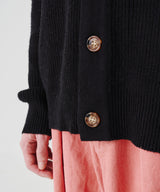 RELAXED KNIT  COLLAR CARDIGON (BLACK)