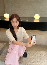 Crayon v-neck sleeve knit T 