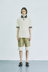 カラーストライプ ピケニット Tシャツ / color stripe pique knit t-shirt cream