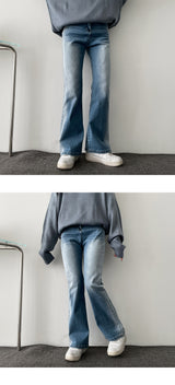ニードウォッシングセミブーツカットデニムパンツ