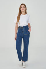 ストレートフィットウエストカバードデニムパンツ / STRAIGHT FIT WAIST COVERED DENIM PANTS [6872]
