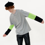 Triple Sleeve T-shirt [Gray_Green_Black] (6592423788662)