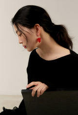 raspberry earring - red