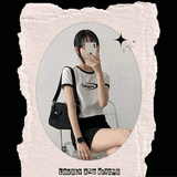 Signal color crop short-sleeved shirt