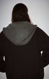PIPPING MIX ANORAK HOODIE_BLACK