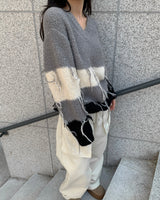 Tassel coloring stripe knit
