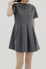 プリーツミニショートスリーブドレス / Pleats Mini Short Sleeve Dress (3color)