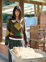 Mohair Argyle Knit Pullover