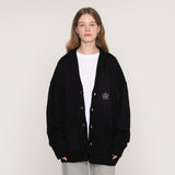 [UNISEX]Line flower dot embroidery knit cardigan