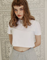 YELLOW TAP CROP T-SHIRT WHITE (6691419291766)
