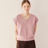 クランブルVネックベスト/Crumble v-neck vest_pink lavender
