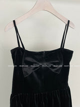 Velvet Royal Ribbon Flared Mini Dress