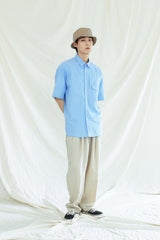 UTILITY CURVED POCKET OXFORD 1/2 SHIRT SKYBLUE (6561037451382)