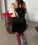 Velvet Royal Ribbon Flared Mini Dress