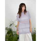 リネンストライプニットトップ / LINEN STRIPE KNIT TOP - PURPLE