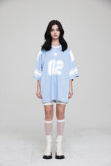 フットボールスタージャージオーバーサイズTシャツ / FOOTBALL STAR JERSEY OVERSIZED T-SHIRT PALE BLUE