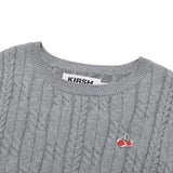 スモールチェリーケーブルクロップ丈のショットスリーブニット／SMALL CHERRY CABLE CROP SHORT SLEEVE KNIT [MELANGE GRAY]