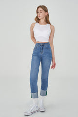 CLASS:y ストレートフィットロールアップハイスパンデックスジーンズ/CLASS:y STRAIGHT FIT ROLL UP HIGH SPANDEX JEAN [6865]