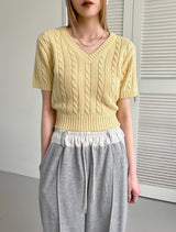 [MADE] Short Sleeve Crop Knit Top