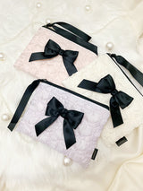 Glossy Double Ribbon Zip-pouch (M