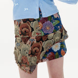 ジャカードスカート / Jacquard Skirt [Blue_Bear+Flower]