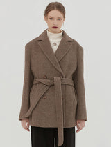 BELTED HALF COAT -BROWN (6644097220726)