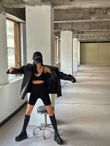 leather oversized-fit blazer jacket