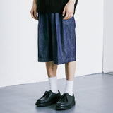 デニムワイドカーブフィット2タックバルミューダパンツ / DENIM WIDE CURVE FIT TWO TUCK BERMUDA PANTS INDIGO