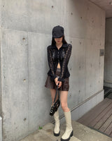 レザーカーゴスカートパンツ