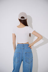 ミニVゴルジクロップTシャツ/TOP(9348) Mini V Golgi Crop Tee