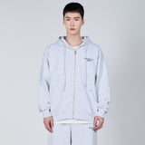 BASIC LOGO NEEDLEWORK HOODIE ZIP UP MELANGE 