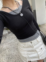デイリーUネックTレイヤードノースリーブセット / Daily U-neck Tee Layered Sleeveless Set