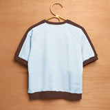 バーシティフットボール半袖スウェットシャツ / VARSITY HALF FOOTBALL SWEATSHIRTS-CYAN