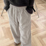 Kanji Pocket Corduroy Banding Long Wide Pants
