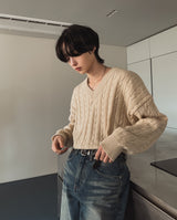 オフィシャルツイストVネックニット (7 color)