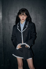 ストライプクロップジャケット / stripe crop jk - dark navy