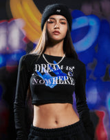 ドリームイズノーウェアクロップTシャツ/DREAM IS NOWHERE LS CROP T-SHIRT BLACK