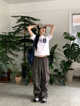 ドップラーナンバーナインレタリングセミクロップ半袖Tシャツ/Doppler Number Nine Lettering Semi-cropped Short Sleeve T-shirt