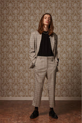 Two-button suit jacket - Beige check (4622118912118)