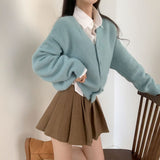 [7color/guaranteed color] Milk Tea Angora V-neck cardigan