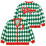 22アーガイルオーバーサイズニットカーディガン/22 ARGYLE OVERSIZED KNIT CARDIGAN GREEN