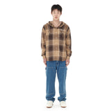 フーディドオンブルチェックシャツ