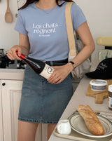 ルシャレタリングＴシャツ / LES CHATS LETTERING T-SHIRTS SKY BLUE