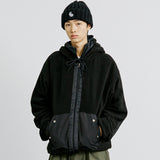 ミリタリーグムカフリースフード付き2WAYパーカー / MILITARY GUMKA FLEECE HOODED 2WAY ZIP-UP BLACK