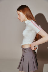 Lace Tape Half Zip-Up Ivory