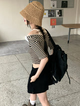 ホケットノースリーブオールインワンストライプ半袖Tシャツ / Hocket sleeveless all-in-one striped short-sleeved T-shirt
