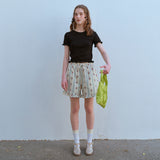 レースヘムハーフスリーブTシャツ / LACE HEM HALF SLEEVE TEE, BLACK