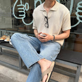アンダーブックルオープンカラーショートスリーブニットウェア / Ander Bookle Open Collar Cool Short-Sleeved Knitwear (4 colors)